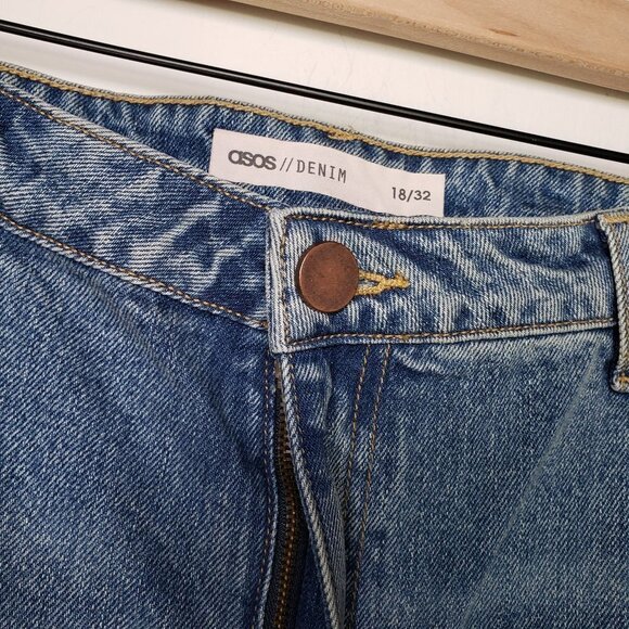 NWOT Asos Denim Rebel SB Remo Crop Jeans US 14/32 High Rise Straight Leg - Picture 3 of 8